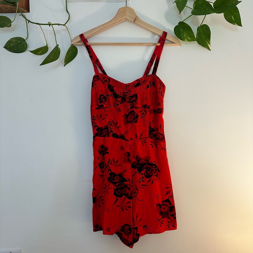 Free People Red Floral Romper